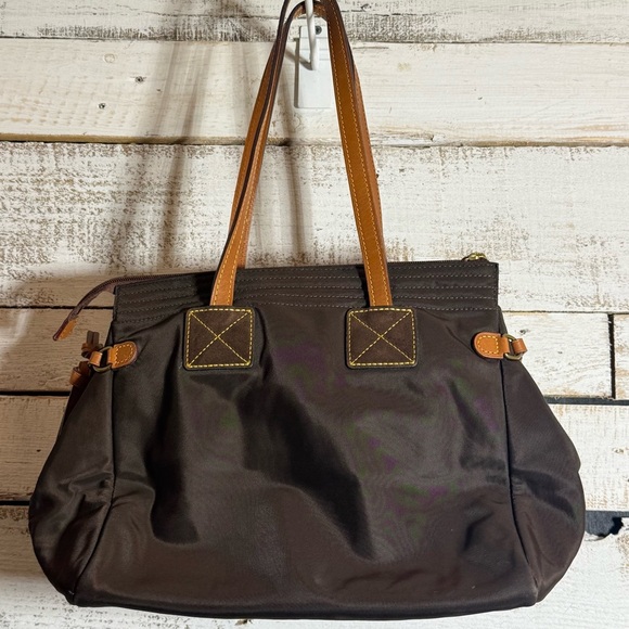 Dooney & Bourke Handbag Tote Purse Satchel Black Nylon Leather Strap Pink Lining - Picture 4 of 7